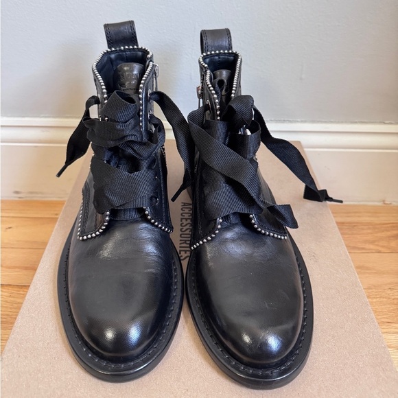 NWT Zadig & Voltaire Laureen Roma Round Toe Leather Low-Heel Boots Sz 38 - Picture 7 of 16